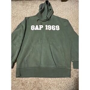 Gap 1969 Logo Hoodie Forest Green Pullover Sweatshirt Mens XS XS/S